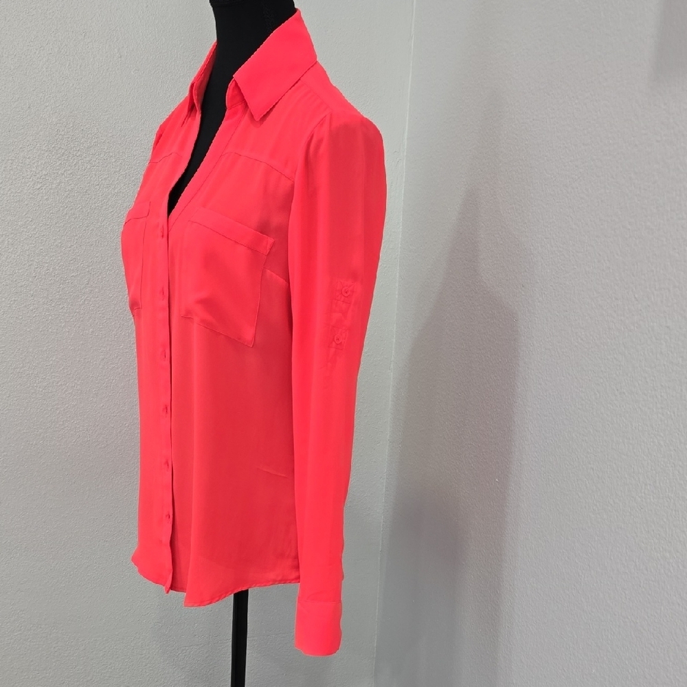 Express Coral Button-Down Utility Blouse - image 4